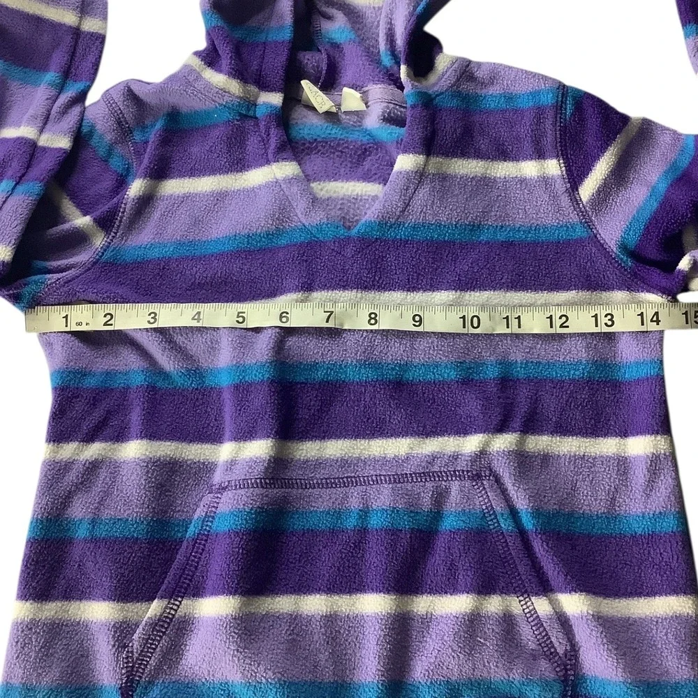 The Children's Place Girls Stripe Fleece Hoodie Pullover Purple Blue Size M 7 8
